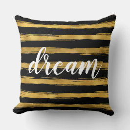 Zwart en Goud Glam Stripes Dream Kussen