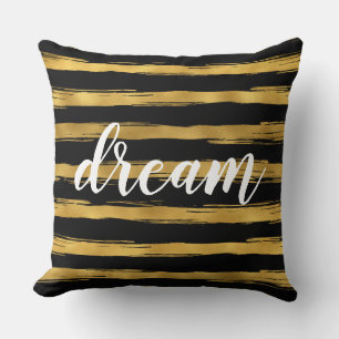 Zwart en Goud Glam Stripes Dream Kussen