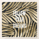 Zwart en Goud Glam Zebra Glazen Onderzetter (Voorkant)