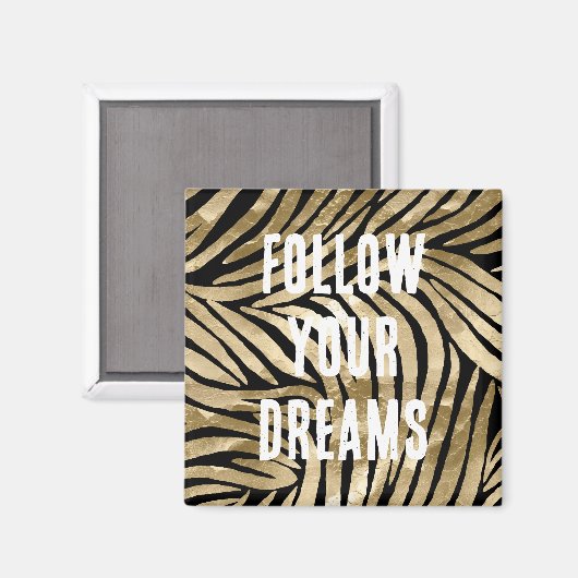Zwart en Goud Glam Zebra Magneet (Voorkant / Achterkant)