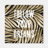 Zwart en Goud Glam Zebra Magneet (Voorkant)