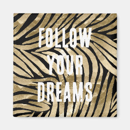Zwart en Goud Glam Zebra Magneet