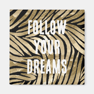 Zwart en Goud Glam Zebra Magneet