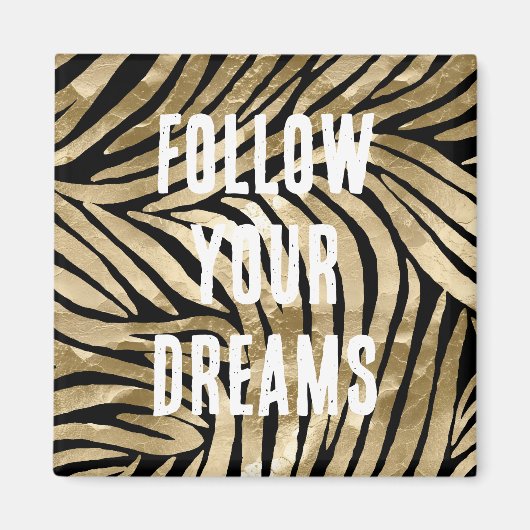 Zwart en Goud Glam Zebra Magneet (Voorkant)