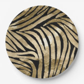 Zwart en Goud Glam Zebra Papieren Bordje (Voorkant)