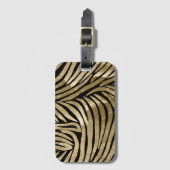 Zwart en Goud Glam Zebra Print Bagagelabel (Voorkant (verticaal))