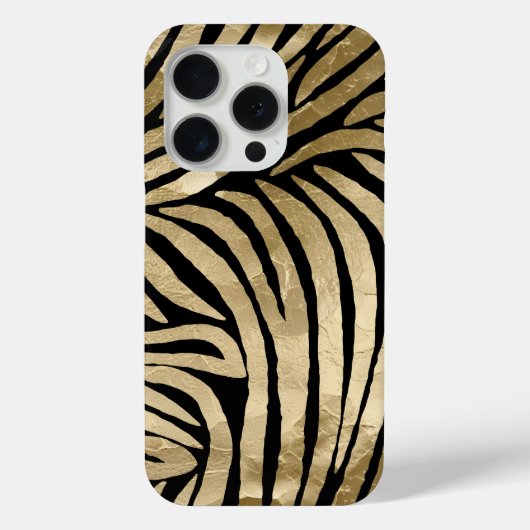 Zwart en Goud Glam Zebra Print Case-Mate iPhone Case (Achterkant)