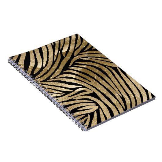 Zwart en Goud Glam Zebra Print Notitieboek (Rechterzijde)