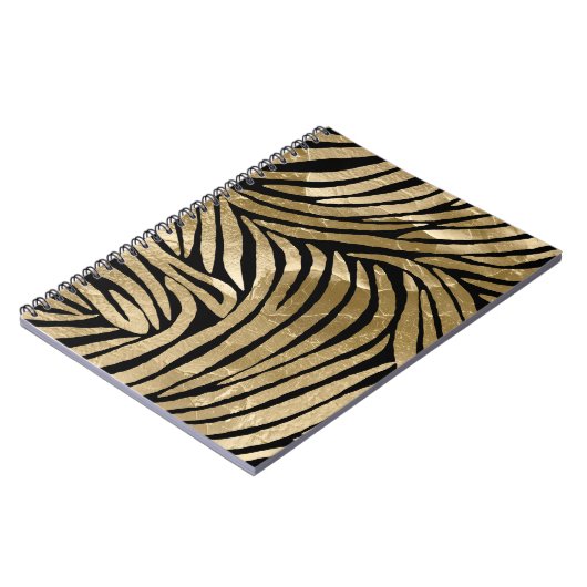 Zwart en Goud Glam Zebra Print Notitieboek (Linkerzijde)