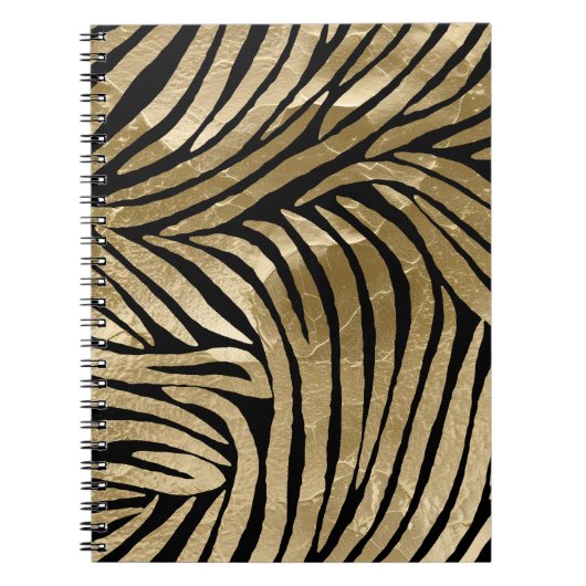 Zwart en Goud Glam Zebra Print Notitieboek (Voorkant)