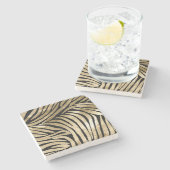 Zwart en Goud Glam Zebra Print Stenen Onderzetter (Zijkant)