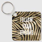 Zwart en Goud Glam Zebra Sleutelhanger (Voorkant)
