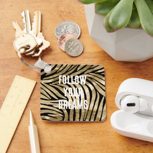 Zwart en Goud Glam Zebra Sleutelhanger (Bureau)
