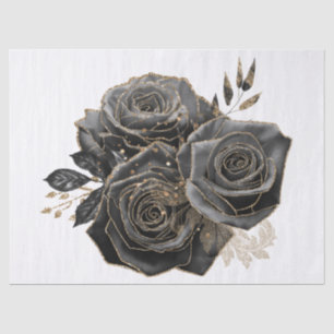 Zwart en goud glamor rozen bloemboeket tissuepapier