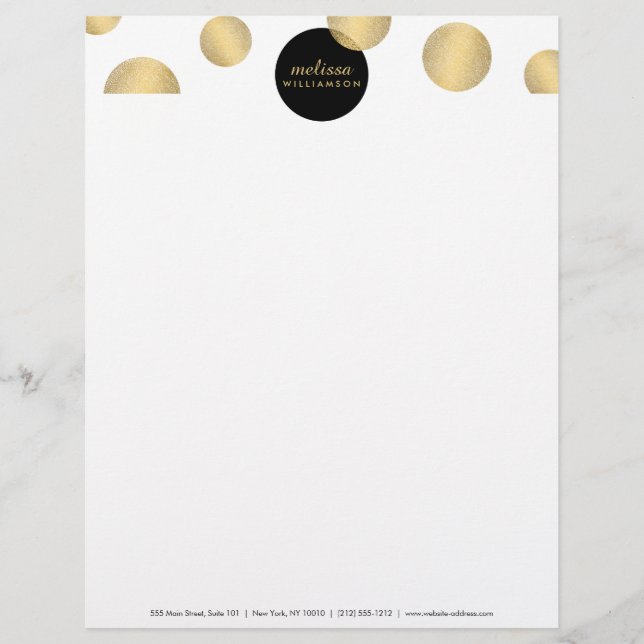 Zwart en Goud Glamour en Beauty Letterhead Briefhoofd (Voorkant)