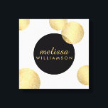 Zwart en Goud Glamour en Schoonheid Gepersonalisee Canvas Afdruk<br><div class="desc">Coördineert met de Black and Gold Glamour en Beauty Business Card Template tegen 1201AM. Een motief van faux metallic gouden en zwarte cirkels creëer is een opvallend ontwerp op deze glamoureuze gepersonaliseerde canvas muurkunst. © 1201AM CREATIVE</div>