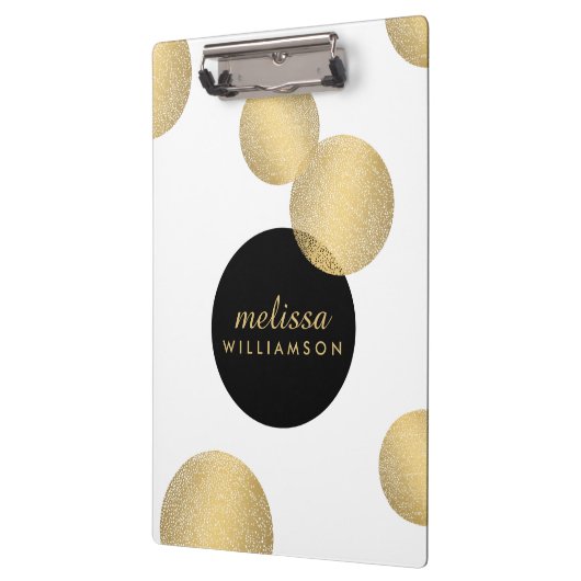 Zwart en Goud Glamour en Schoonheid Gepersonalisee Klembord (Links)