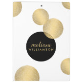 Zwart en Goud Glamour en Schoonheid Gepersonalisee Klembord (Achterkant)