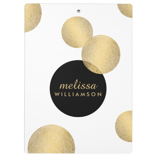 Zwart en Goud Glamour en Schoonheid Gepersonalisee Klembord (Achterkant)