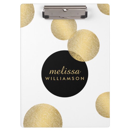 Zwart en Goud Glamour en Schoonheid Gepersonalisee Klembord (Voorkant)