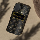 Zwart en goud glamoureuze art deco diamanten Case-Mate iPhone case