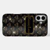 Zwart en goud glamoureuze art deco diamanten Case-Mate iPhone case (Achterkant (horizontaal))