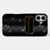 Zwart en goud glamoureuze art deco diamanten Case-Mate iPhone case (Achterkant (horizontaal))