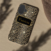 Zwart en Goud glamoureuze lepard glitter print Case-Mate iPhone Case