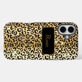 Zwart en goud glamoureuze lepard print Case-Mate iPhone case (Achterkant (horizontaal))