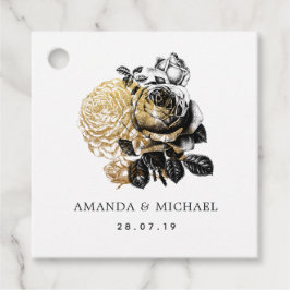 Zwart en goud glans bedankjes labels