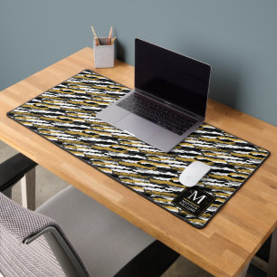 Zwart en goud glinsterend wit dier zebra patroon bureaumat