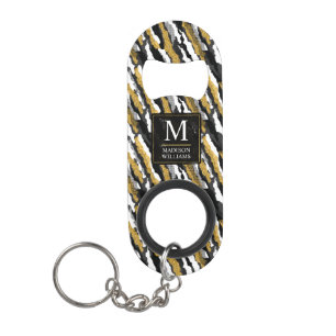 Zwart en goud glinsterend wit dier zebra patroon mini flessenopener