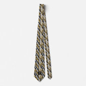 Zwart en goud glinsterend wit dier zebra patroon stropdas (Voorkant)