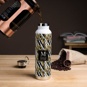 Zwart en goud glinsterend wit dier zebra patroon waterfles