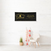Zwart en goud glinsterende moderne afstuderen spandoek (Insitu)