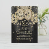 Zwart en Goud Glitter & 30 Vies Verjaardag Kaart (Staand voorkant)