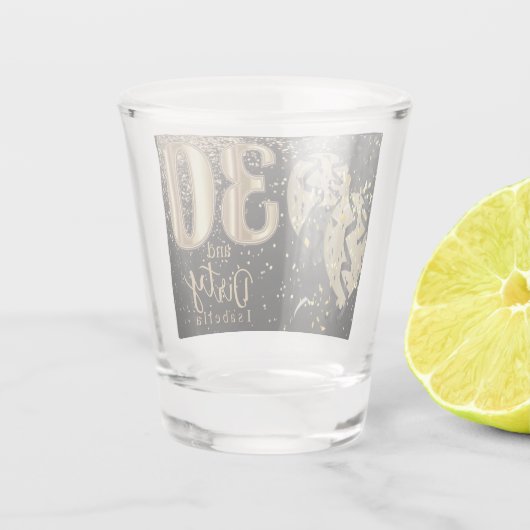 Zwart en Goud Glitter 30e verjaardag Shot Glas (Achterkant)