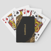 Zwart en goud glitter aangepaste monogram pokerkaarten (Achterkant)