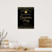 Zwart en Goud Glitter Afstuderen Welkomstbord Poster (Keuken)