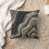 Zwart en Goud Glitter Agaat Abstract Kussen (Deken)