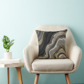 Zwart en Goud Glitter Agaat Abstract Kussen (Stoel)
