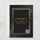 Zwart en Goud Glitter Bruiloft Uitnodiging Kaart (Achterkant)