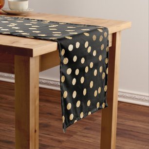 Zwart en Goud Glitter City Stippen Tafelloper