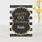 Zwart en Goud Glitter confetti 60ste Verjaardag Ka Kaart (Gele Bloem)