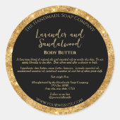 Zwart en Goud Glitter Cosmetics Jar Label (Voorkant)