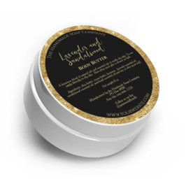 Zwart en Goud Glitter Cosmetics Jar Label