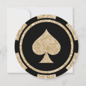 Zwart en Goud Glitter Dames Night Poker Chip Kaart (Achterkant)