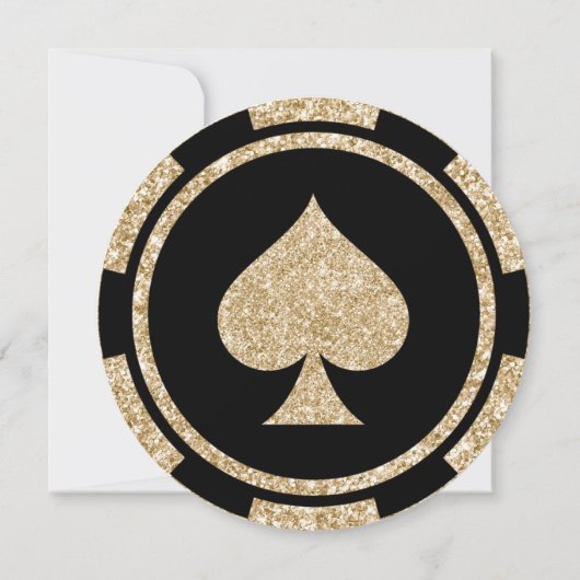 Zwart en Goud Glitter Dames Night Poker Chip Kaart (Achterkant)