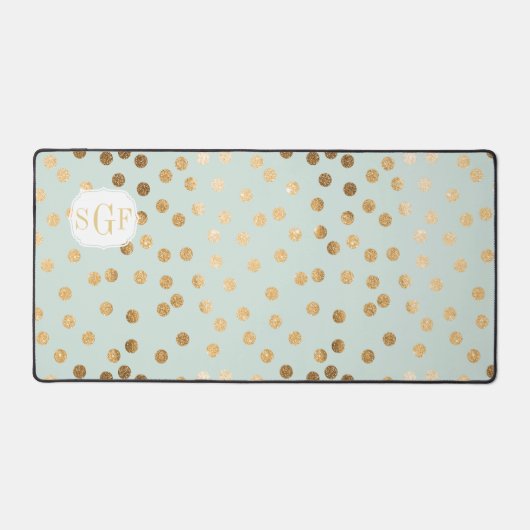 Zwart en Goud Glitter Dot Patterned Bureaumat (Voorkant)