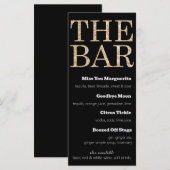 Zwart en Goud Glitter Drinken Menu voor The Bar (Voorkant / Achterkant)